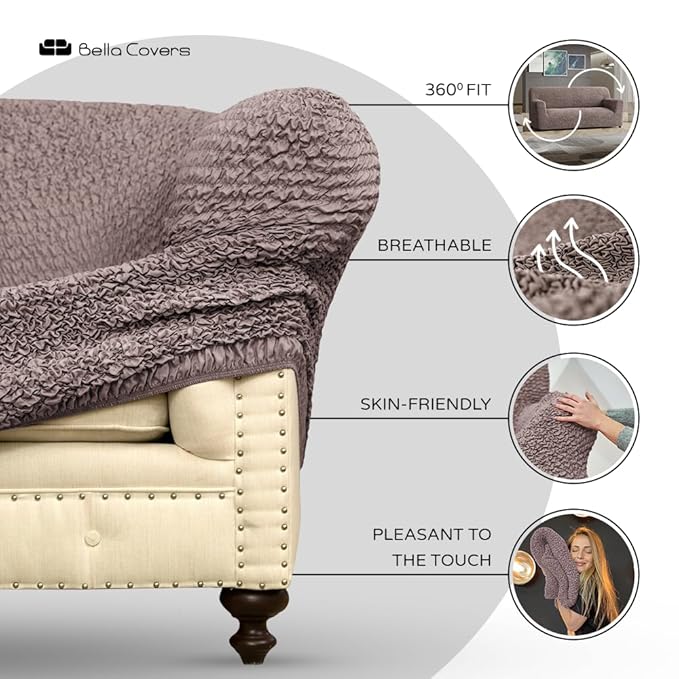 Bouncy Cappuccino Sofa Cover - Dustproof Water-Proof Streachable - Microfibra Collection