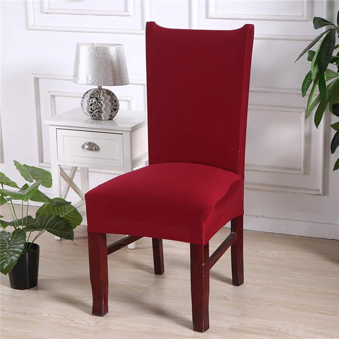 Maroon Solid Chair Cover - Stretchable, Dustproof, Water Resistant & Machine Washable