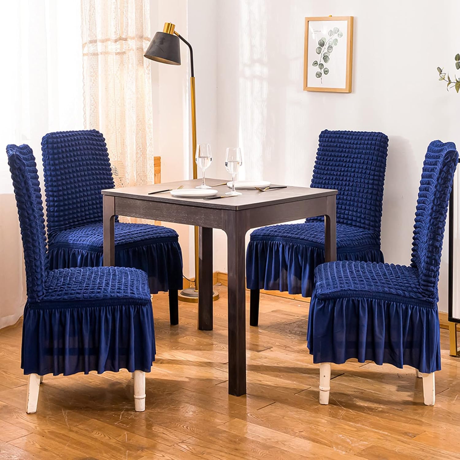 Bubble Blue Dining Chair Cover - Micro Fibre Collection