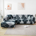 L-Shape Sofa Cover - Checkkerplaid Blue