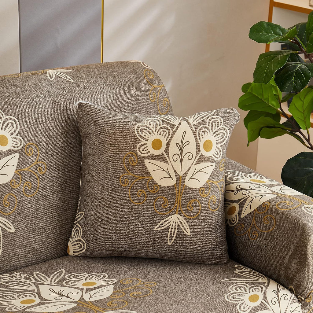 Beige Brocade -  Exclusive Stretchable Sofa Cover
