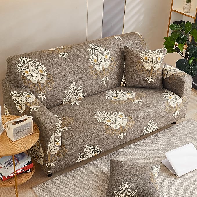 Beige Brocade -  Exclusive Stretchable Sofa Cover