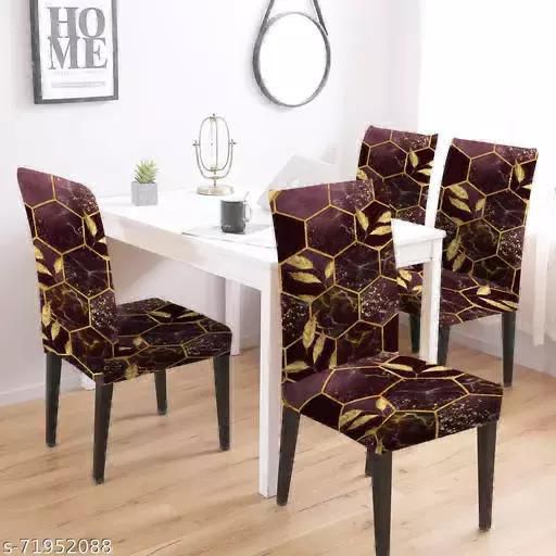 Golden Hexagon Chair Covers - Stretchable, Dustproof, Water Resistant & Machine Washable
