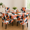 Prism Orange Round Table & Chair Cover – Stretchable, Dustproof & Machine Washable