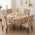 Cream Diamond Round Table & Chair Cover – Stretchable, Dustproof & Machine Washable