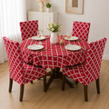 Red Diamond Round Table & Chair Cover – Stretchable, Dustproof & Machine Washable