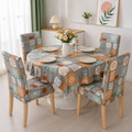 Square Art Round Table & Chair Cover – Stretchable, Dustproof & Machine Washable