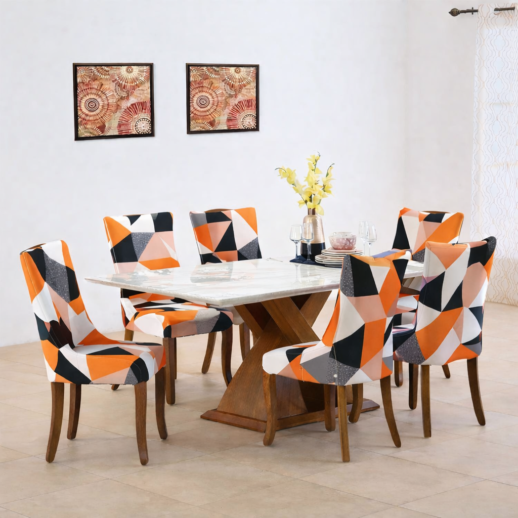Maharaja Chair Cover - Prism Orange Dustfree, Stain Free, Water Resistance & Machine Washable