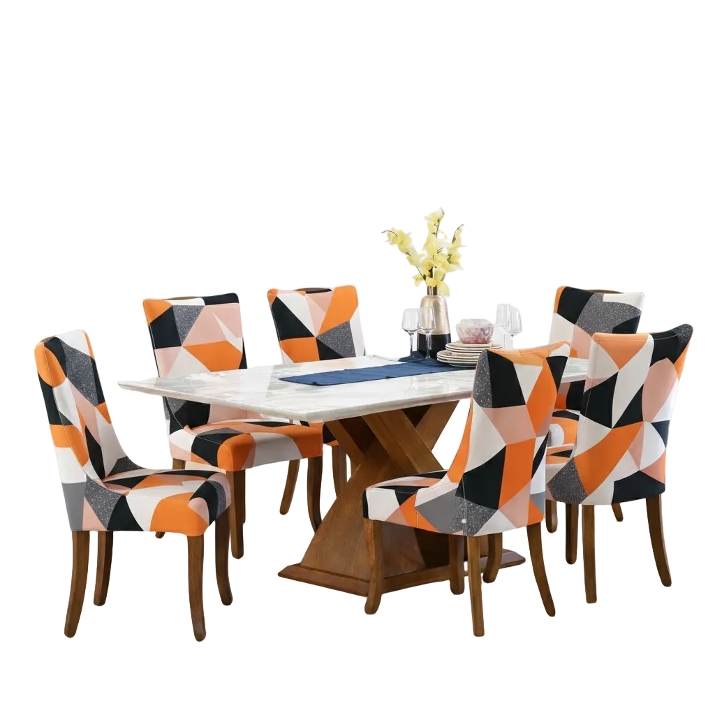 Maharaja Chair Cover - Prism Orange Dustfree, Stain Free, Water Resistance & Machine Washable
