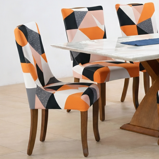 Maharaja Chair Cover - Prism Orange Dustfree, Stain Free, Water Resistance & Machine Washable