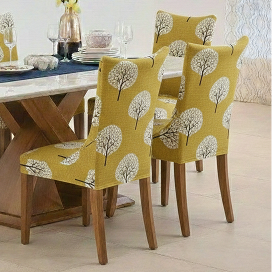 Maharaja Chair Cover - Mustard Leaf Dustfree, Stain Free, Water Resistance & Machine Washable