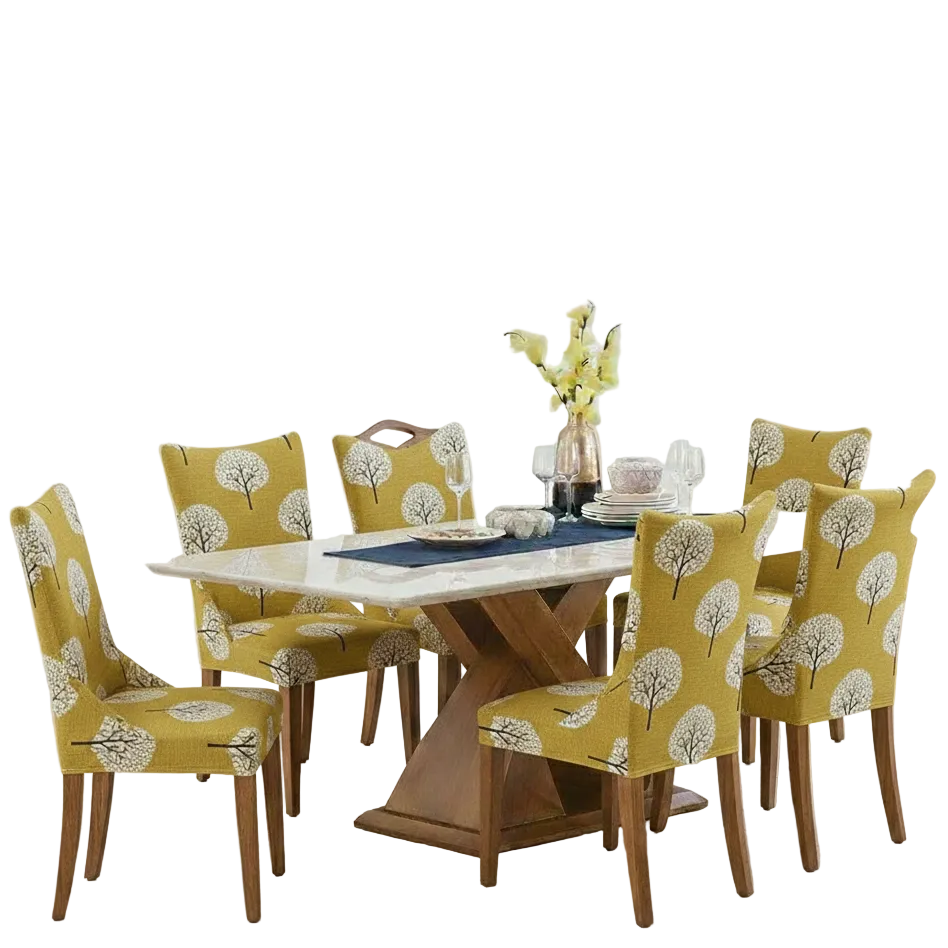 Maharaja Chair Cover - Mustard Leaf Dustfree, Stain Free, Water Resistance & Machine Washable