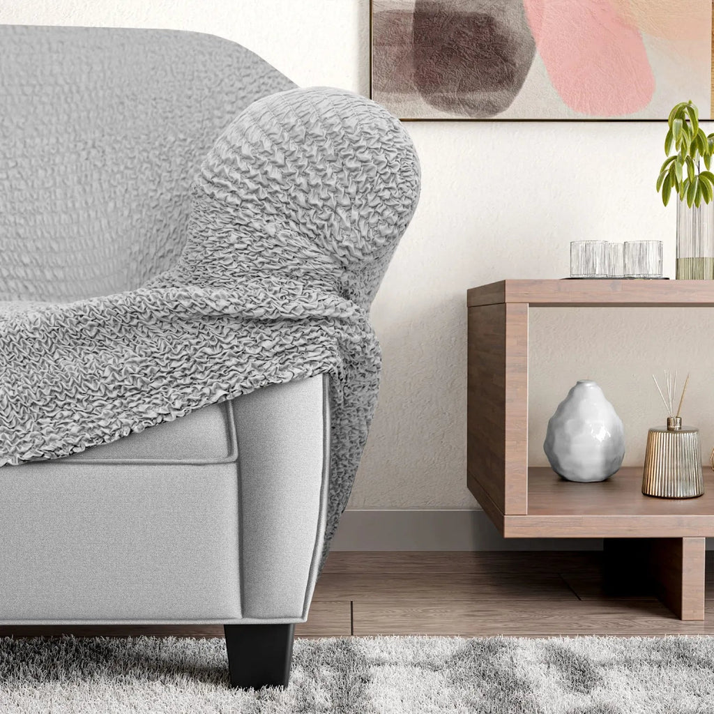 Light Grey Solid - Corner Sofa Slipcover, Microfibra Collection