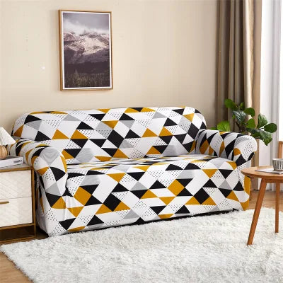 Geometric Brown - Exclusive Stretchable Sofa Cover