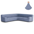 Blue Solid - Corner Sofa Slipcover, Microfibra Collection