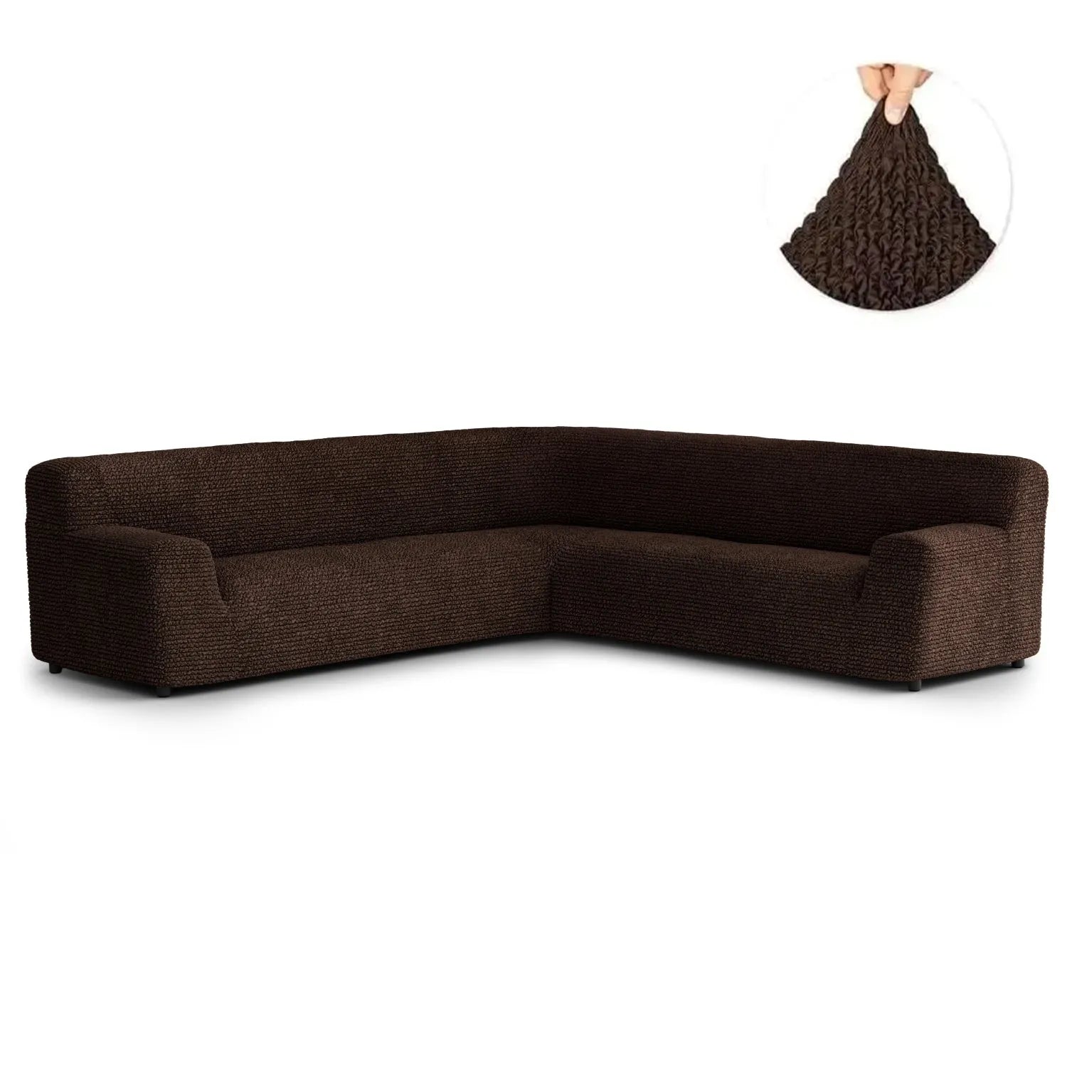 Dark Brown Solid - Corner Sofa Slipcover, Microfibra Collection