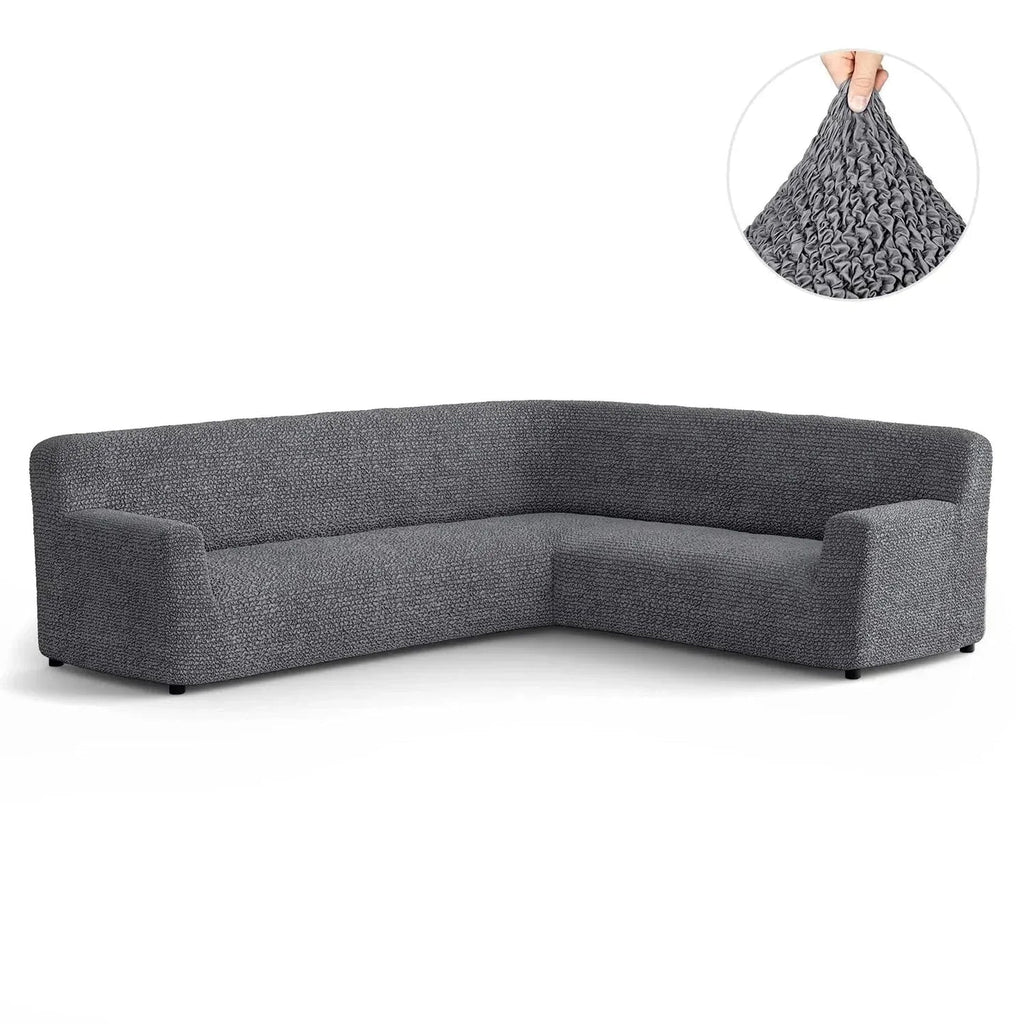 Grey Solid - Corner Sofa Slipcover, Microfibra Collection