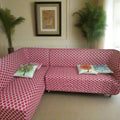 L-Shape Sofa Cover - Red Diamond