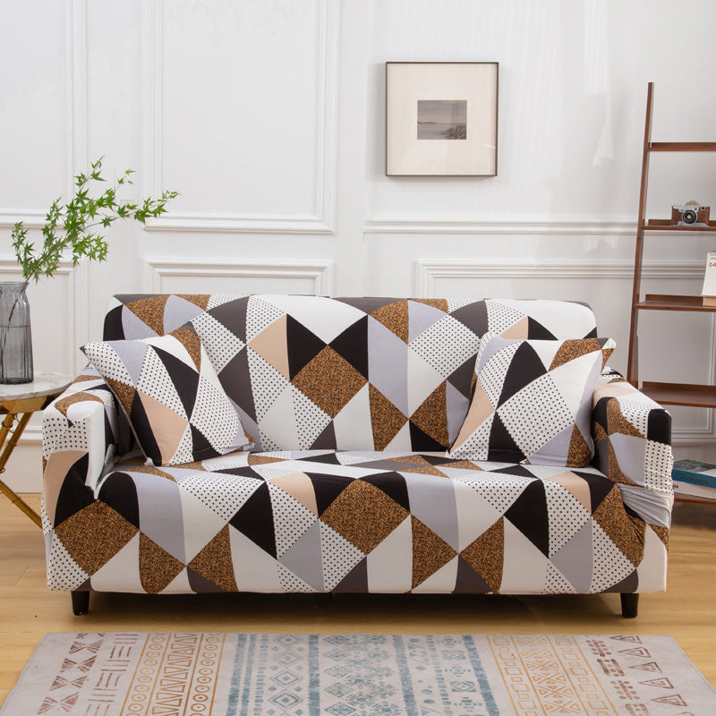 Geometric Brown - Exclusive Stretchable Sofa Cover