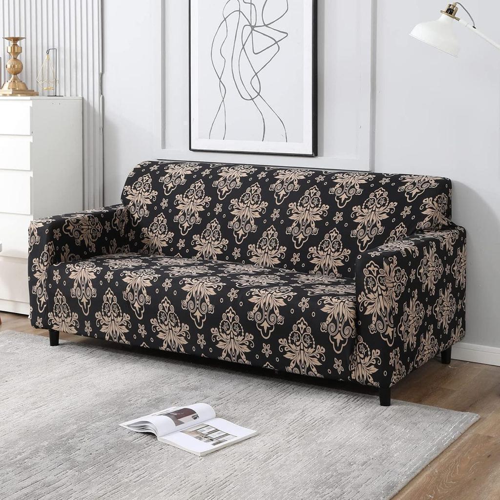 Black Brocade - Exclusive Stretchable Sofa Cover