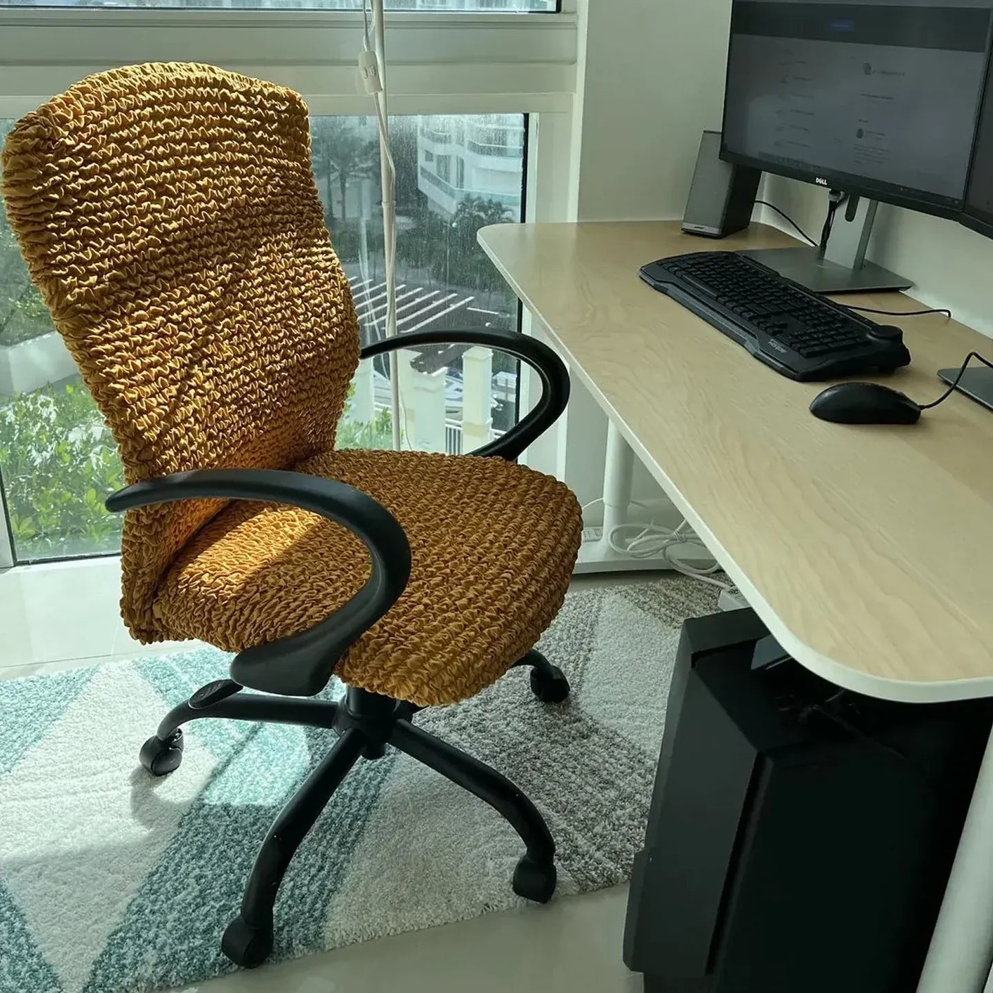 Bubble Grey Chair Cover - Fit For All Size Office Chair Slipcover, Microfibra Collection