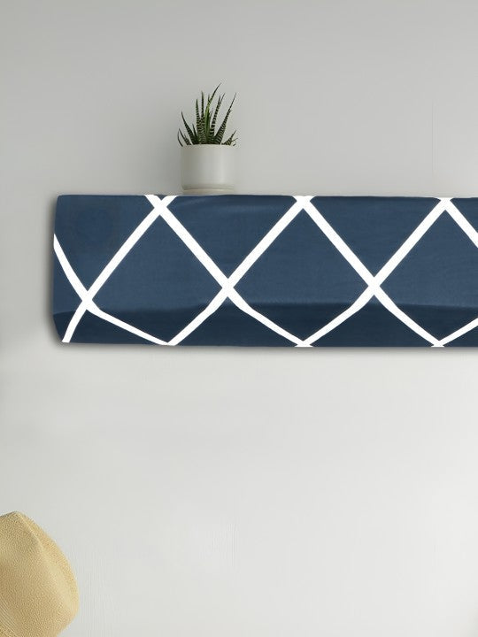 Blue Checks - Dustproof & Machine Washable AC Cover
