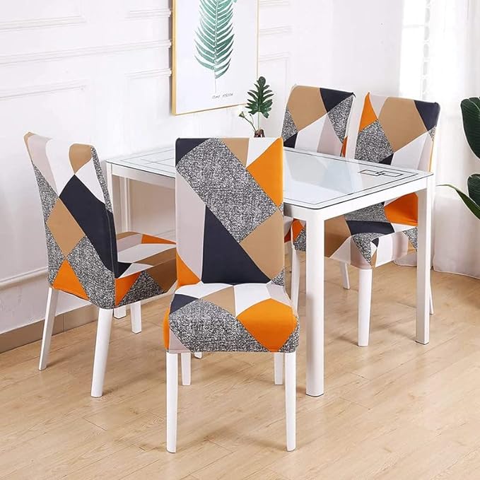 Orange Prism Chair Covers - Stretchable, Dustproof, Water Resistant & Machine Washable