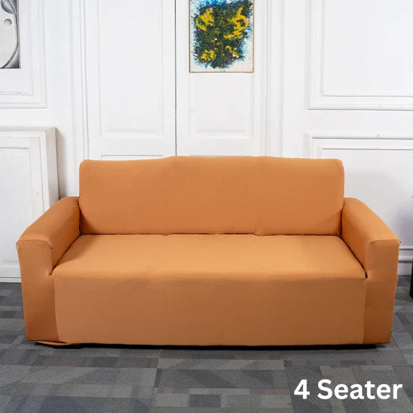 Premium Quality Machine Washable & Dust Proof Sofa Cover - Peach  | Universal Fit Streachable Fabric