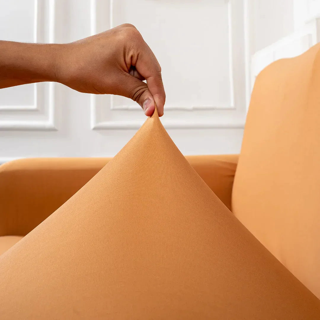 Premium Quality Machine Washable & Dust Proof Sofa Cover - Peach  | Universal Fit Streachable Fabric