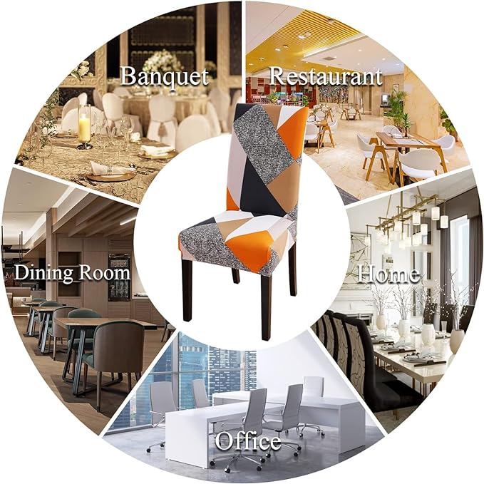 Orange Prism Chair Covers - Stretchable, Dustproof, Water Resistant & Machine Washable