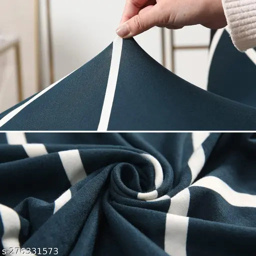 Navy Blue Checks Chair Covers - Stretchable, Dustproof, Water Resistant & Machine Washable