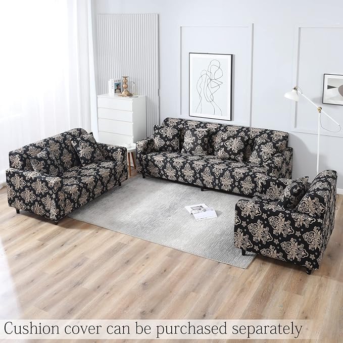 Black Brocade - Exclusive Stretchable Sofa Cover