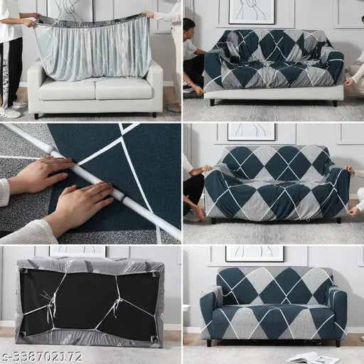 Checkerplaid Blue - Exclusive Stretchable Sofa Cover
