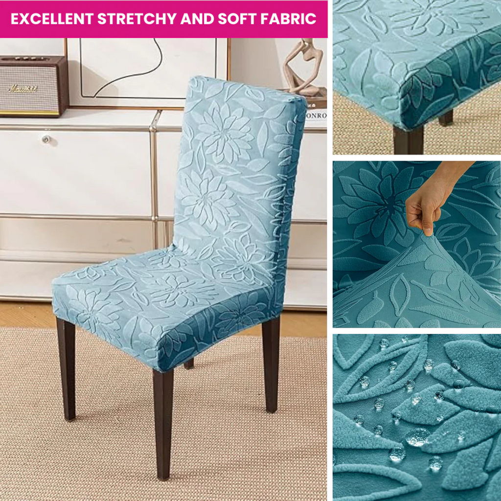 Majestic Jacquard Light Blue Elastic Chair Cover – Stretchable, Dustproof, Machine Washable