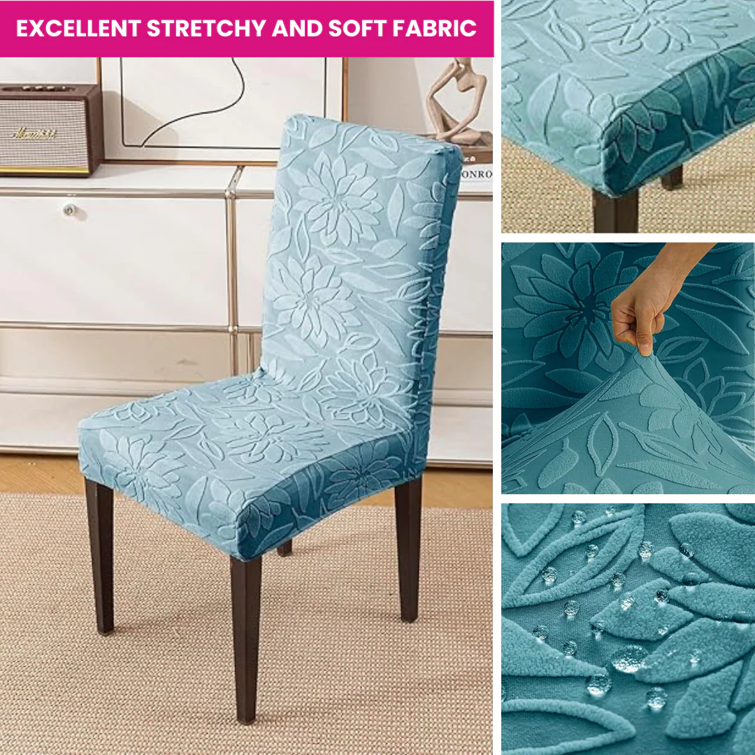 Majestic Jacquard Light Blue Elastic Chair Cover – Stretchable, Dustproof, Machine Washable