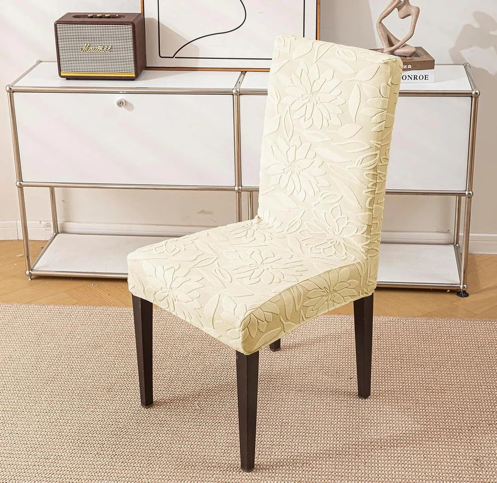 Majestic Jacquard Musturd Elastic Chair Cover – Stretchable, Dustproof, Machine Washable