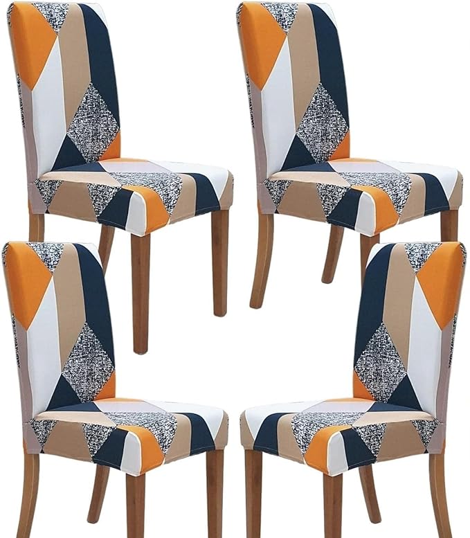 Orange Prism Chair Covers - Stretchable, Dustproof, Water Resistant & Machine Washable