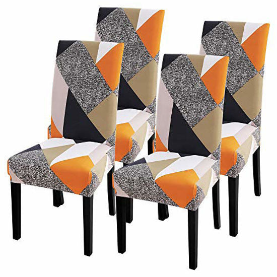 Orange Prism Chair Covers - Stretchable, Dustproof, Water Resistant & Machine Washable