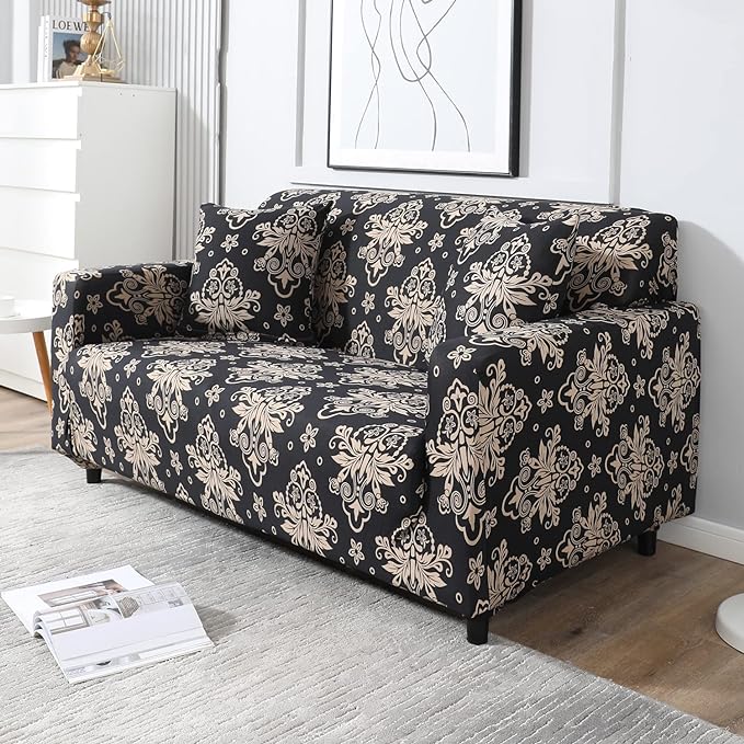 Black Brocade - Exclusive Stretchable Sofa Cover