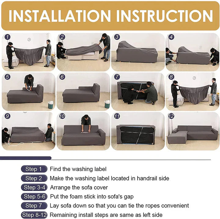 L-Shape Sofa Cover - Grey Diamond