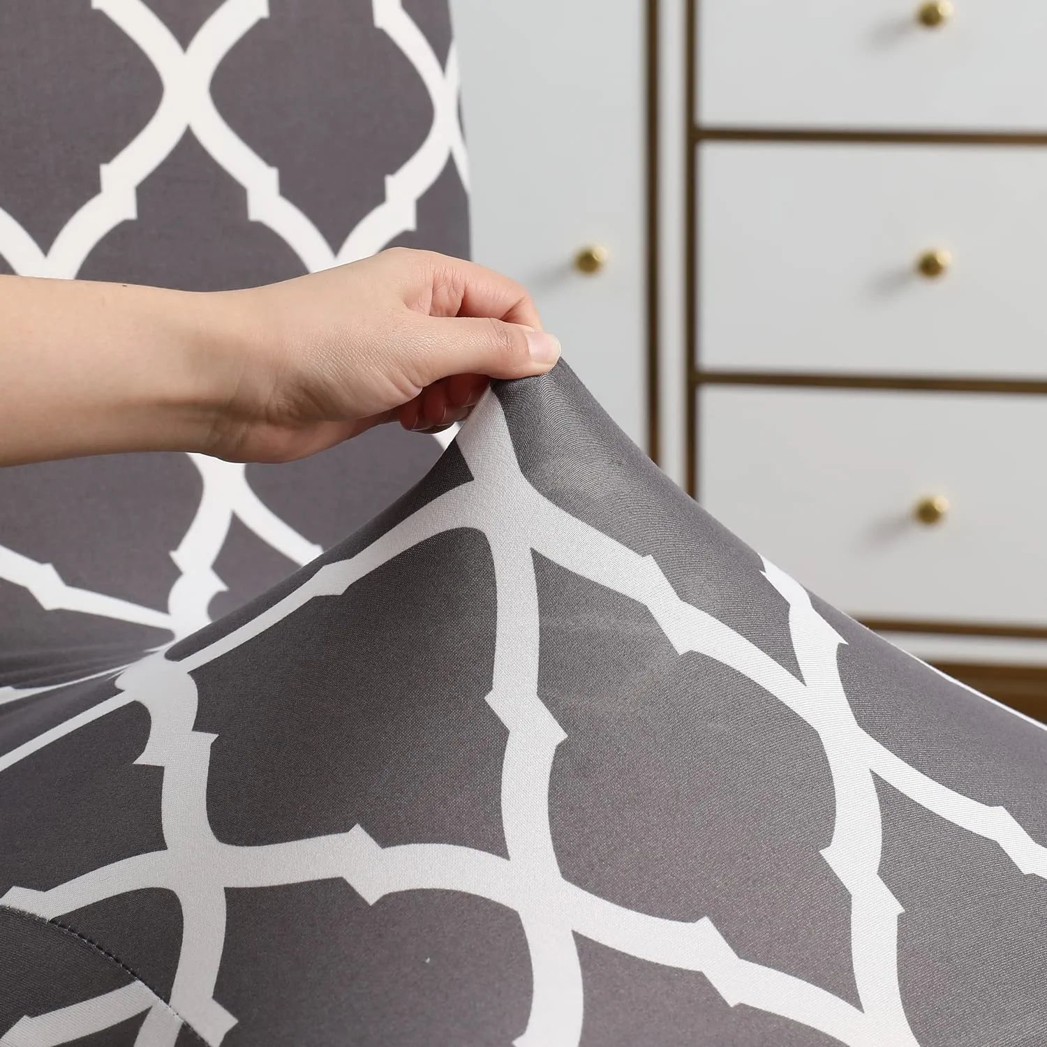 Maharaja Chair Cover - Grey Diamond Dustfree, Stain Free, Water Resistance & Machine Washable