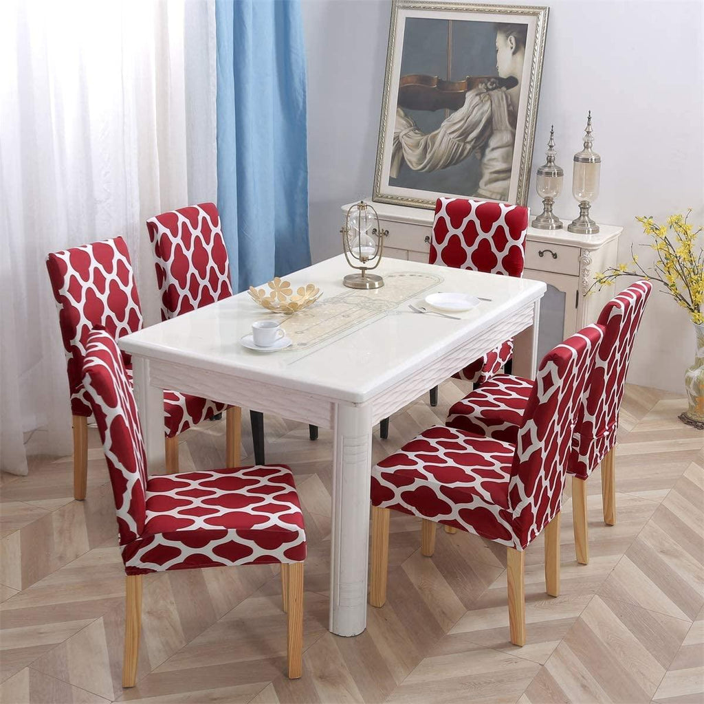Maroon Diamond Chair Cover - Stretchable, Dustproof, Water Resistant & Machine Washable