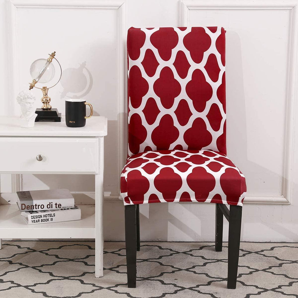 Maroon Diamond Chair Cover - Stretchable, Dustproof, Water Resistant & Machine Washable